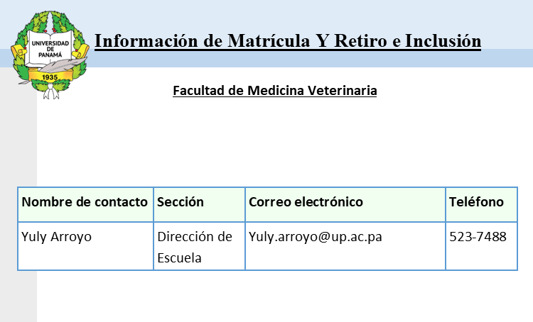 contactos de matrícula